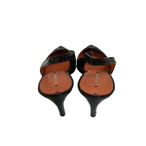 Via Spiga Gable Black Patent Leather Cut Out Point Toe Sling Back Shoes Size 9M - Picture 4 of 8